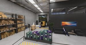 Interior render of Base industrial warehouse