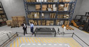Interior render of Base industrial warehouse
